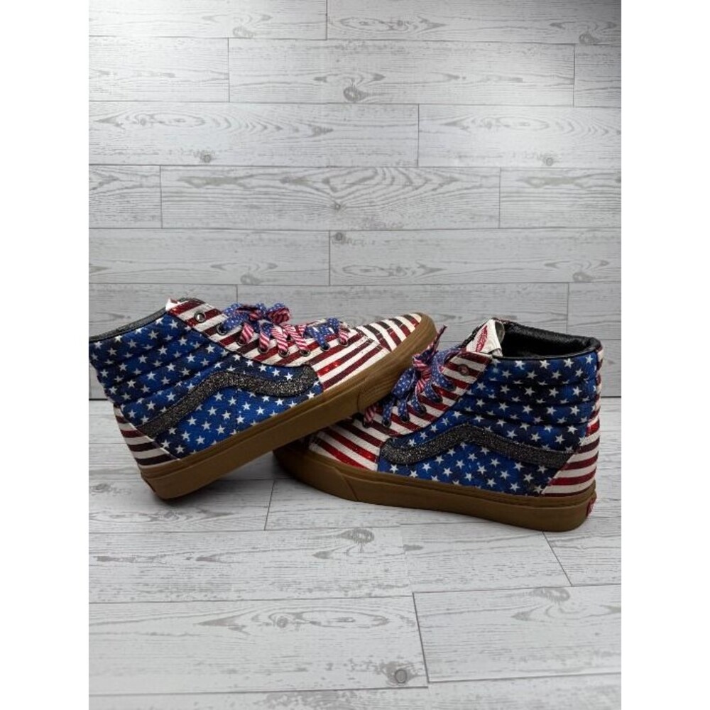VANS Sk8 Hi American Flag RARE HighTop Sneakers Red White Blue Mens Sz 11.5 #149